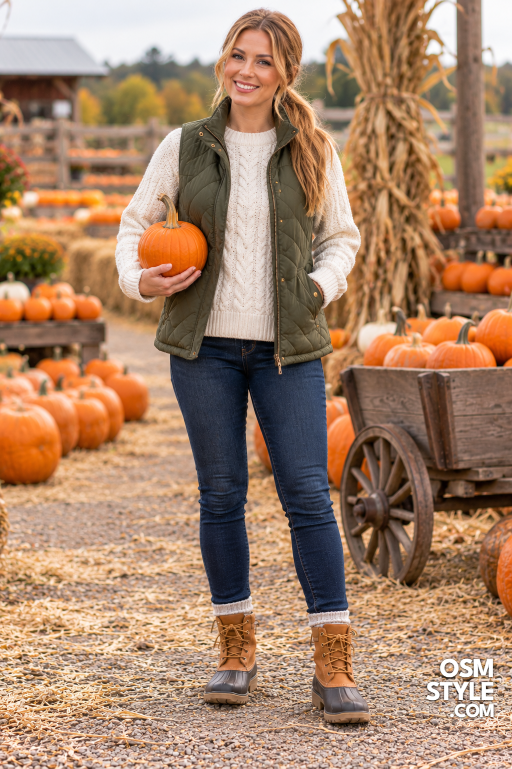 22. Duck Boots With A Quilted Vest