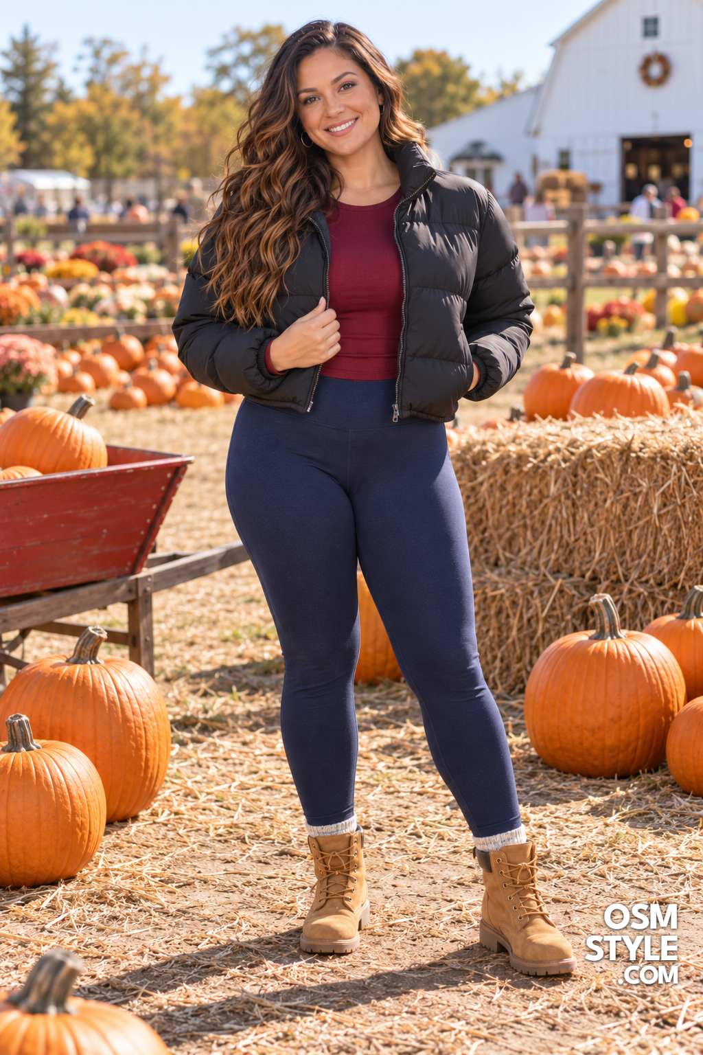 25. Cropped Black Puffer at the Pumpkin Patch