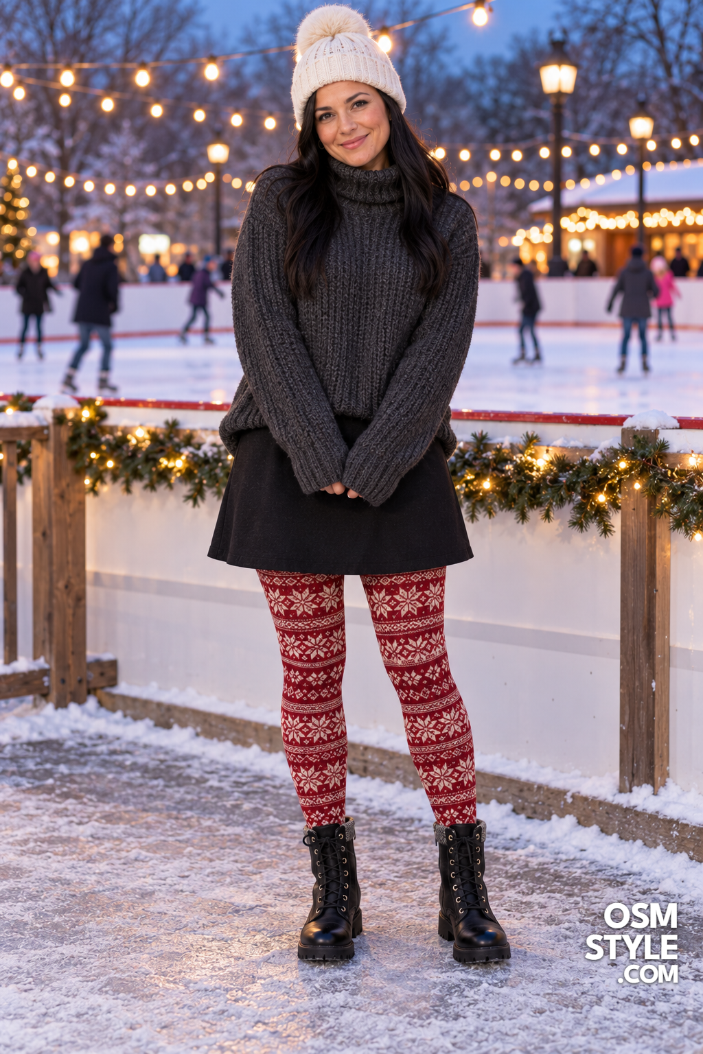 25. Nordic Pattern Tights With a Black Skirt