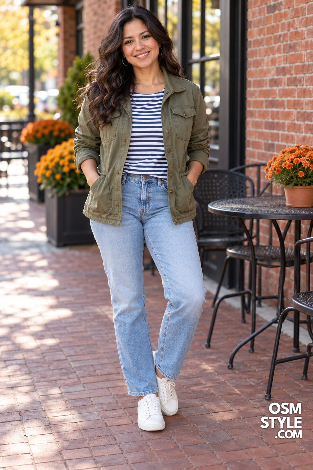 3.Relaxed Olive Utility Jacket Look