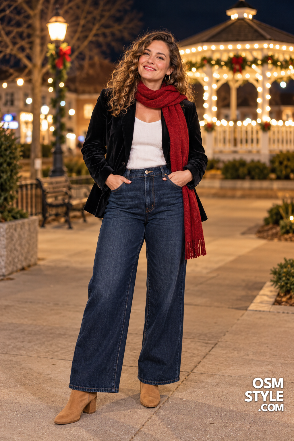 4. Velvet Blazer Dressed Down With Denim