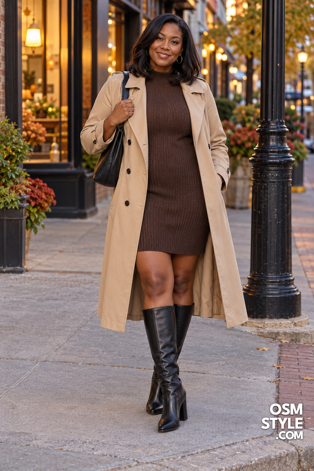 5. Trench Coat Over a Sweater Dress