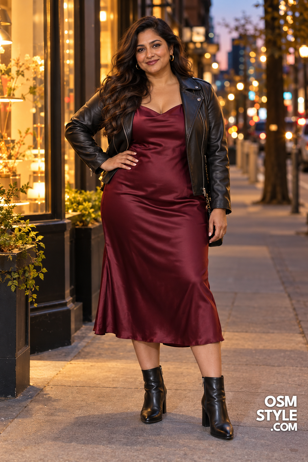 5.Dinner Date Burgundy Slip Dress