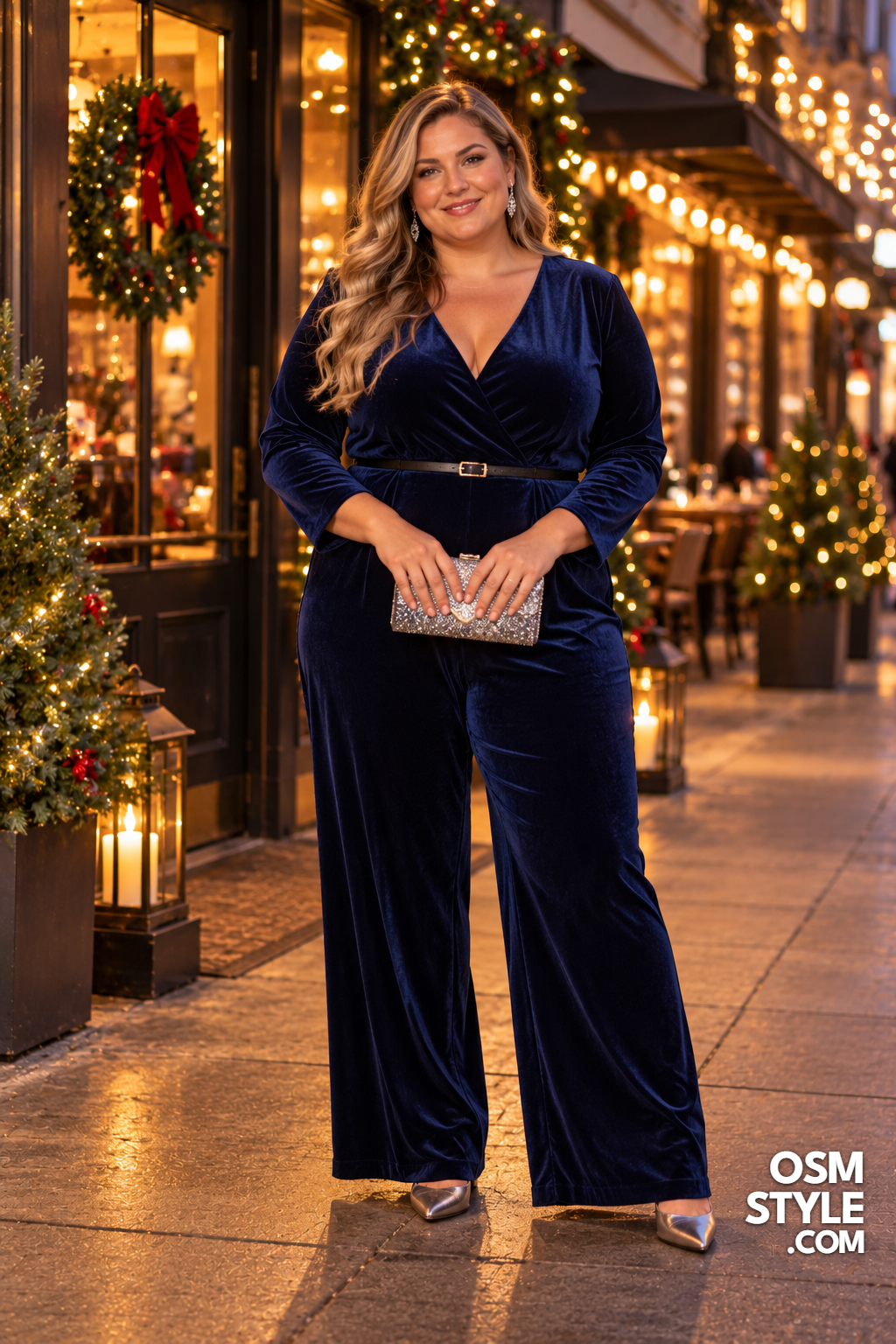 7. Navy Velvet Jumpsuit