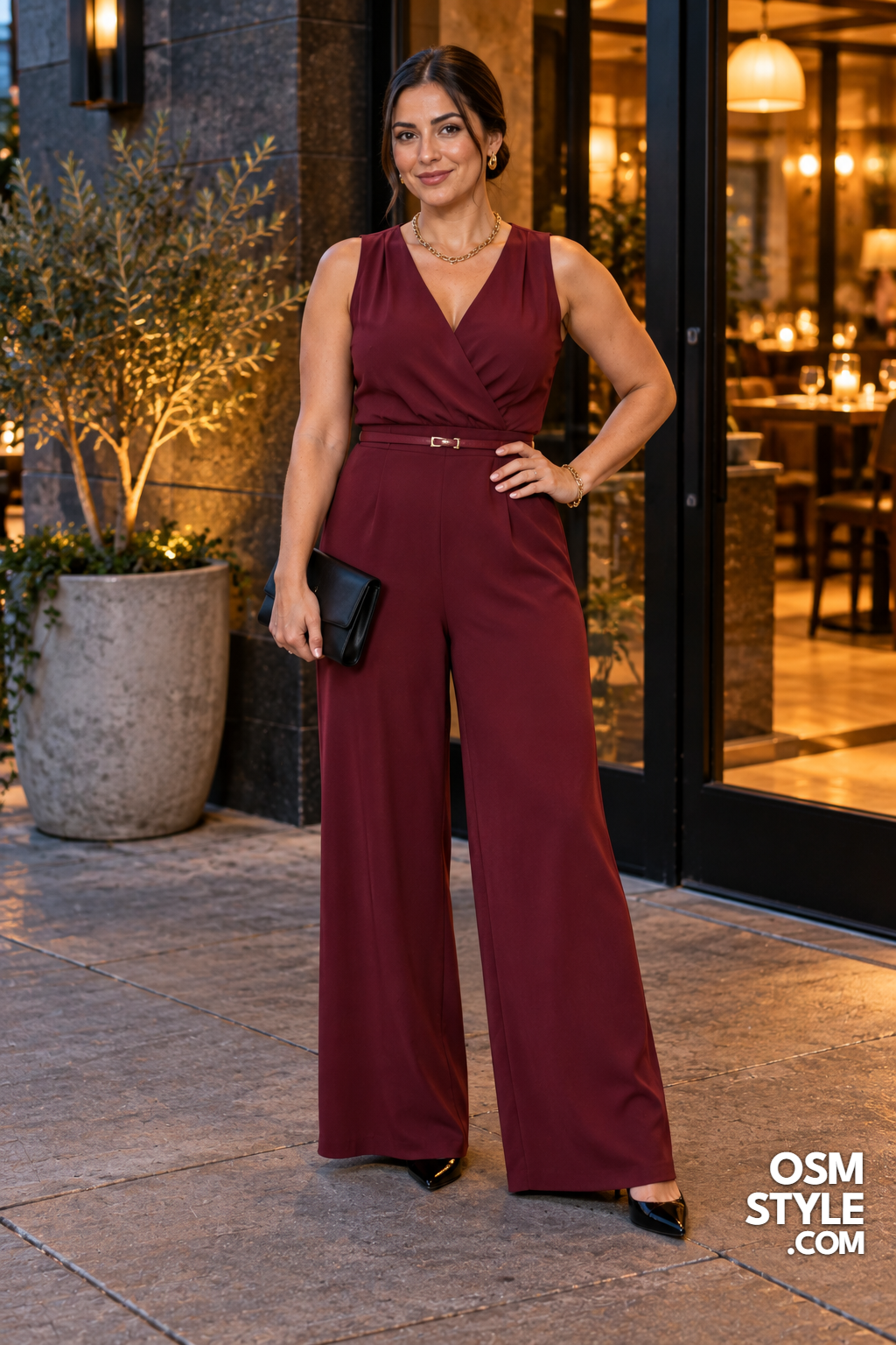 8. Wide Leg Jumpsuit With Gold Details