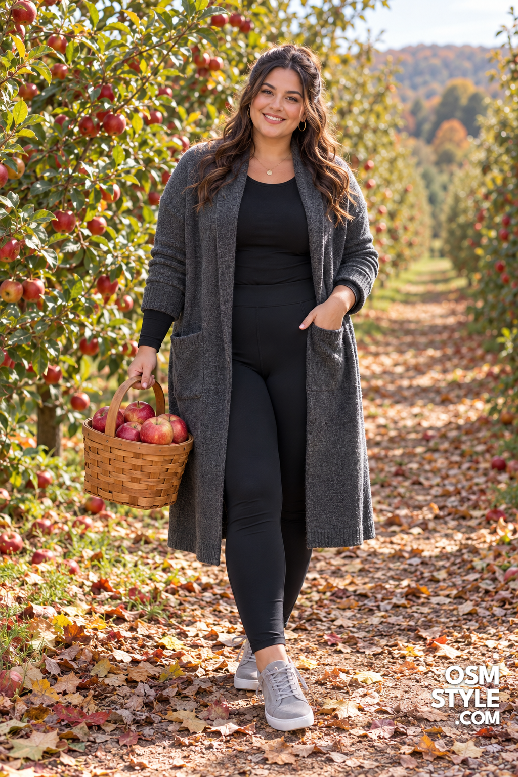 9. Charcoal Cardigan Coat in the Orchard