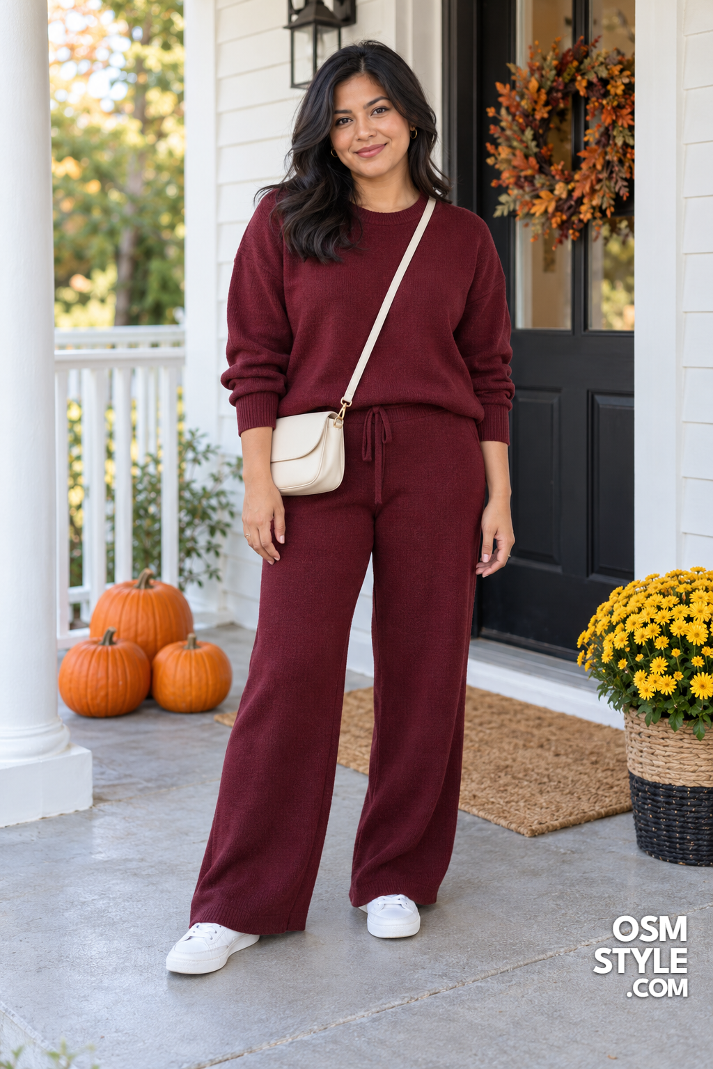 9. Matching Knit Set With White Sneakers