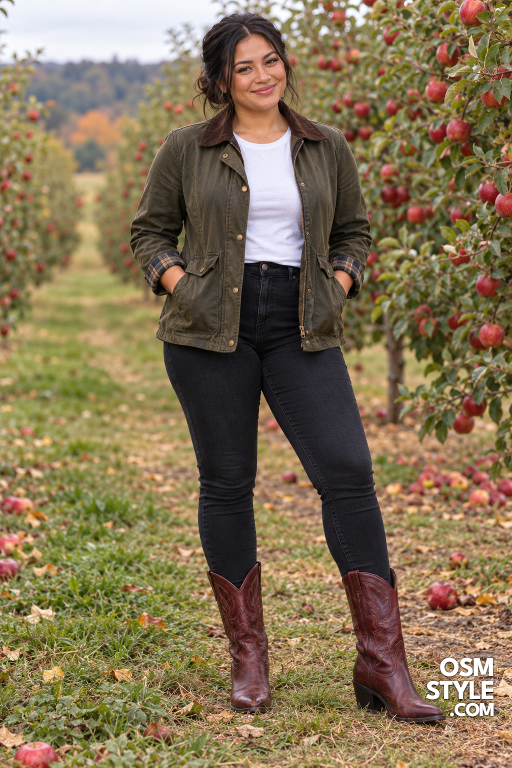 9.Olive Waxed Jacket and Oxblood Boots